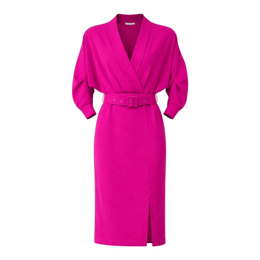 Tea & Cup Barbiecore Midi Dress Women Small Bold Modern Chic Power Dressing